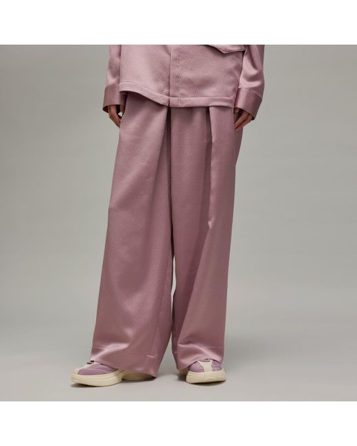 Adidas Pink Y-3 Wide Leg Tech Seersucker Joggers