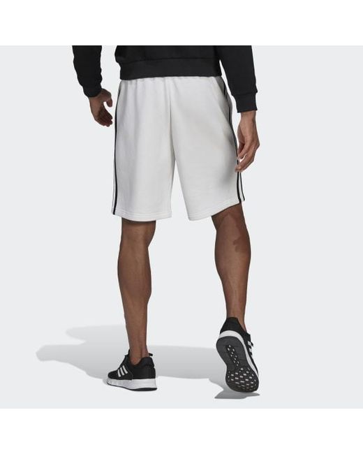 adidas Essentials Fleece 3-stripes Shorts in White for Men - Lyst