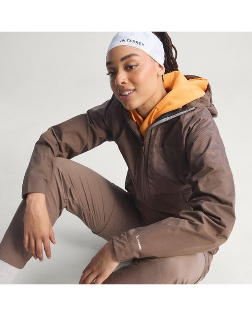 Adidas Brown Terrex Xperior 2.5 Layer Hybrid Primeknit Climaproof Jacket