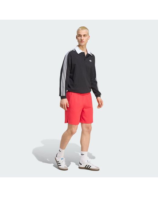 Adidas Red Trefoil Essentials Swim Shorts for men