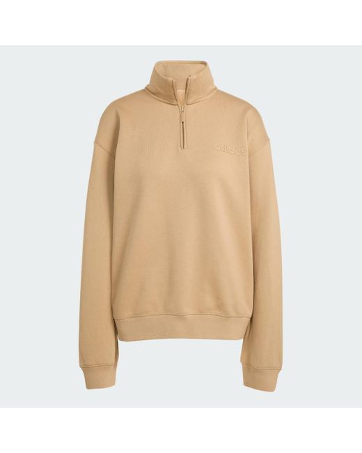 Sudadera Essentials Linear Quarter-Zip Oversized Adidas de color Blue