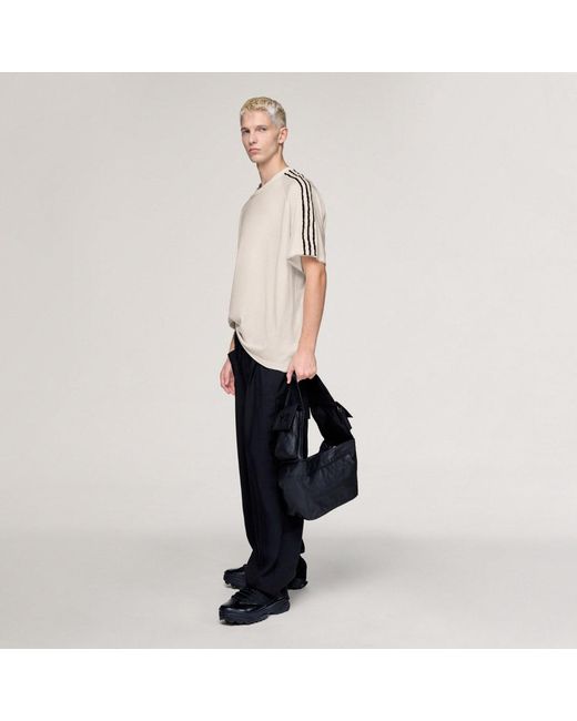 Adidas White Y-3 Raw Edge 3 Stripes Short Sleeve T-Shirt