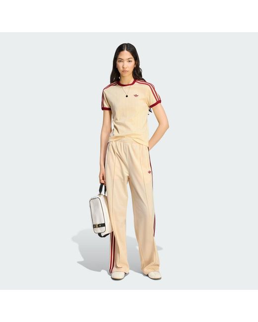 Adidas Natural Pinstripe Short Sleeve Slim T-Shirt
