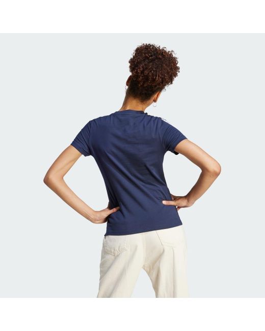 T-shirt LOUNGEWEAR Essentials Slim 3-Stripes di Adidas in Blue