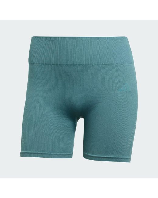 Adidas Blue Workout Essentials Leggings Aus Strickmaterial, 4 Zoll