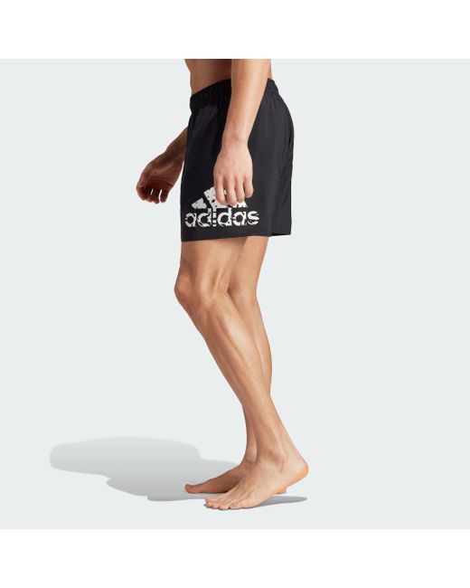 Adidas Blue Big Logo Clx Short-length Swim Shorts for men