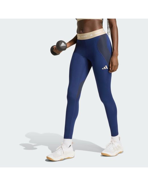 Adidas Blue Techfit Workout Color Block 7/8 Leggings