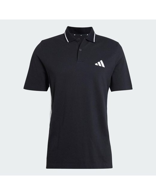 Adidas Blue Essentials 3-Stripes Piqué Polo Shirt for men