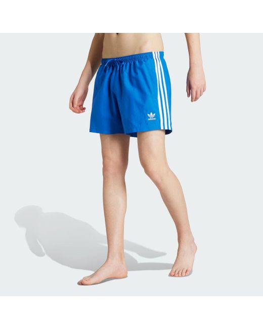 Adidas Blue Adicolor 3-Stripes 5-Inch Swim Shorts for men
