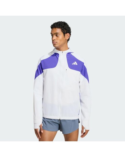 Adidas Blue Adizero Running Jacket for men
