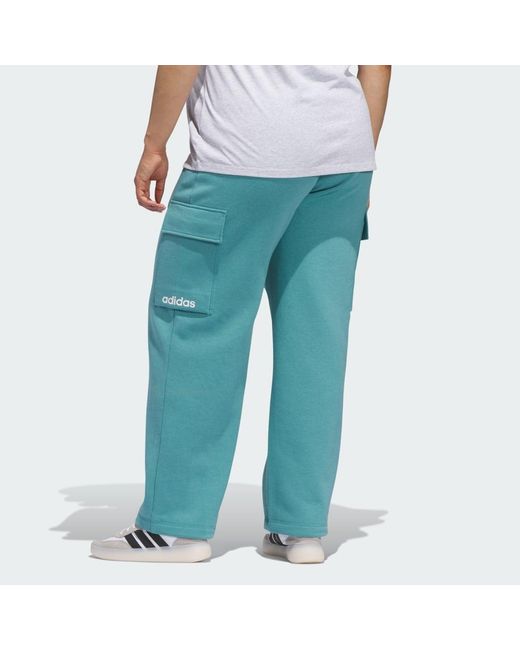 Adidas Blue Essentials Inclusive Linear Fleece Cargo Pants