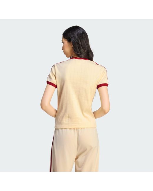 Adidas Natural Pinstripe Short Sleeve Slim T-Shirt