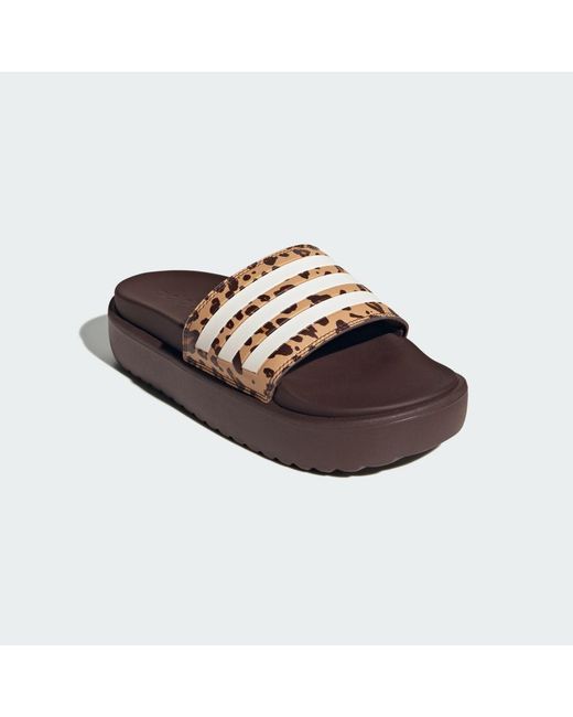 Adidas Brown Adilette Platform Slides
