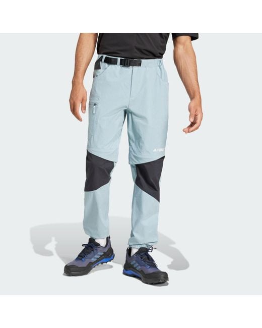 Adidas Blue Terrex Utilitas Hiking Zip-Off Tracksuit Bottoms for men