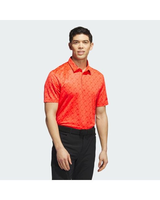 Adidas Core Allover Print Poloshirt in het Red voor heren