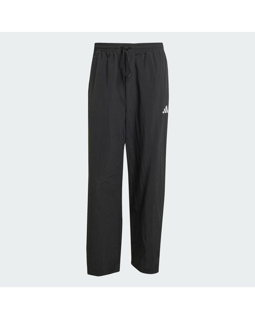 Adidas Black Essential Small Logo Woven Open Hem Pant for men