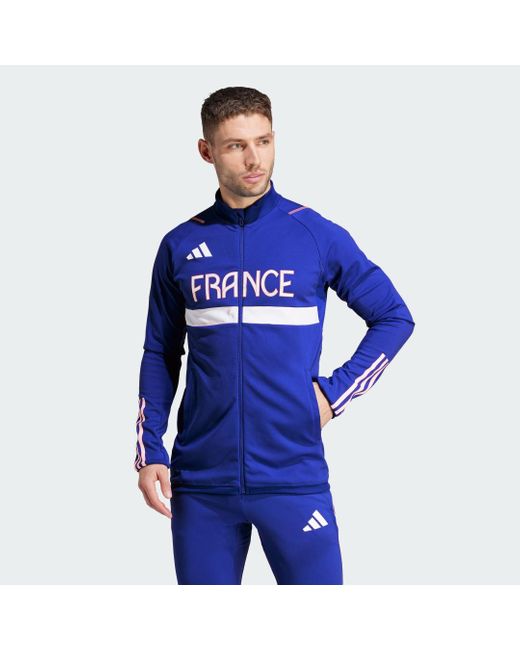 Adidas Team France Training Jack in het Blue voor heren