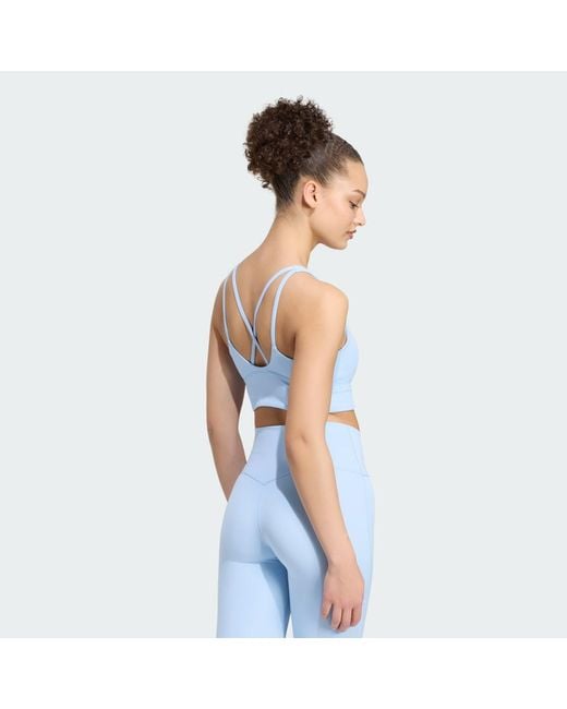 Adidas Originals Blue 3 Stripes Studio All Me Light Support Bra