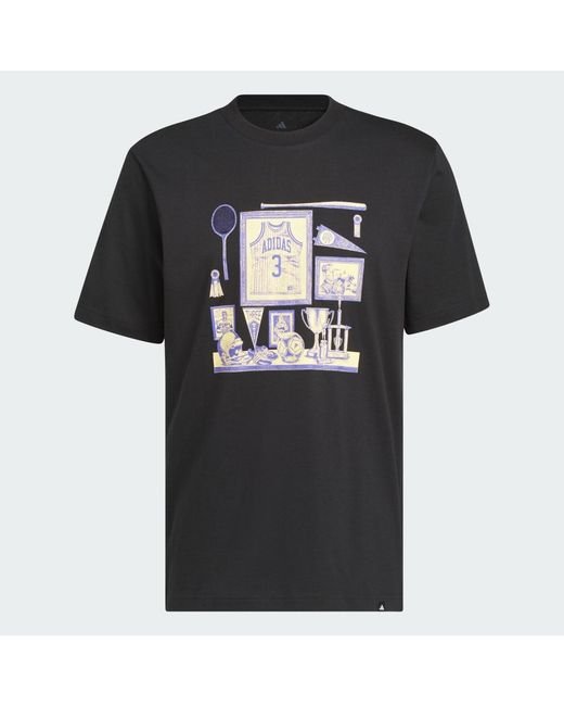 Adidas Black Sports Bar Memorabilia Graphic T-Shirt for men