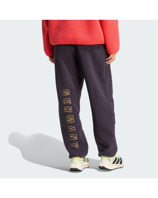 Adidas Blue Germany High Pile Fleece Tracksuit Bottoms