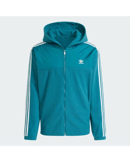 Felpa Con Cappuccio Adicolor 3-Stripes Teddy Fleece di Adidas in Blue da Uomo