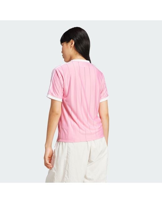 Adidas Pink Adicolor 3-Streifen Pinstripe T-Shirt