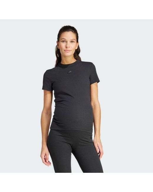 Adidas Black Ribbed Fitted T-Shirt (Maternity)
