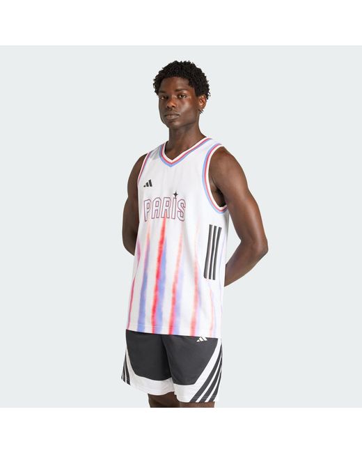 Adidas White Paris Basketball Away Jersey for men