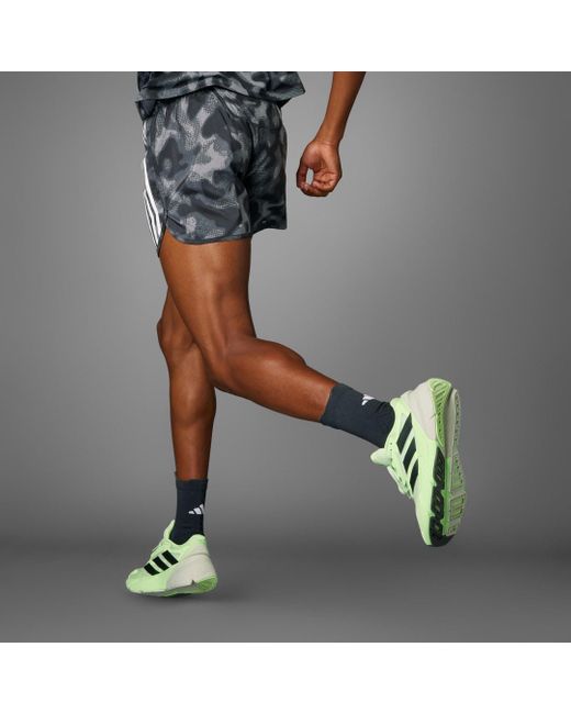 Adidas Blue Own The Run 3-stripes Allover Print Shorts for men