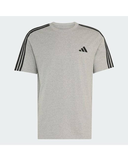 Adidas Gray Essentials 3-Stripes Single Jersey Left Chest Branded T-Shirt for men