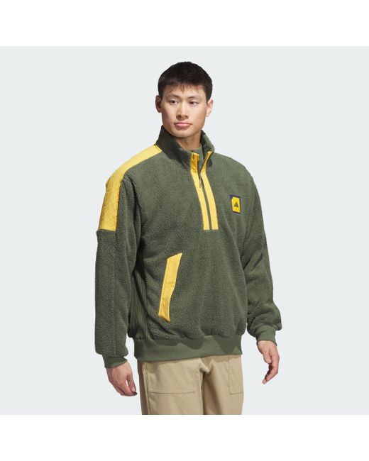 Adidas Green Adicross Padded Fleece Half-zip Jacket for men