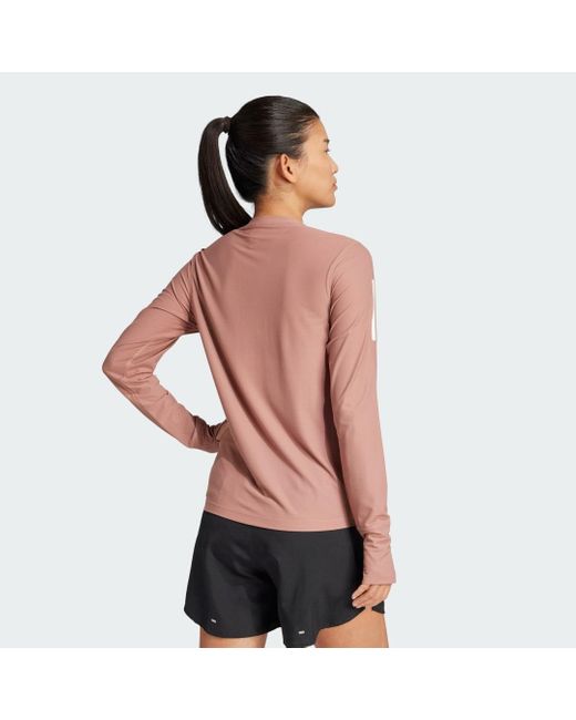 Adidas Pink Own The Run Long Sleeve Long-Sleeve Top