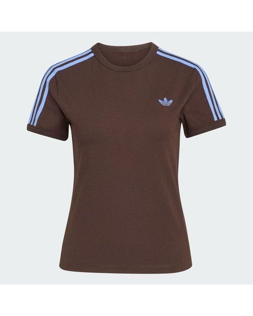 Adidas Blue 3 Stripes Slim T-Shirt