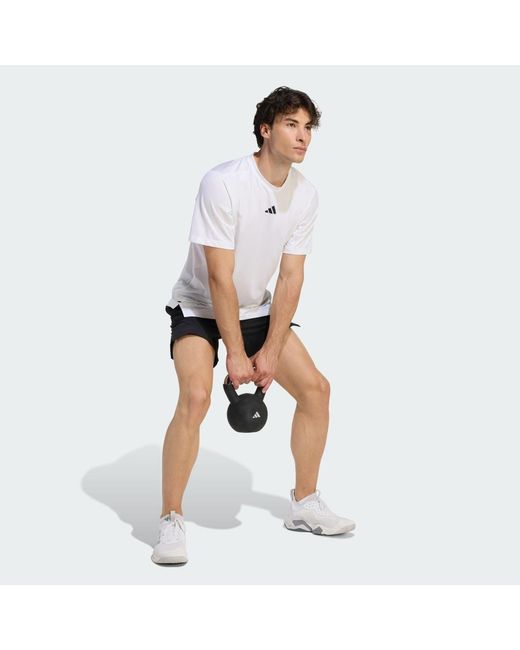 Adidas White D4T Essentials T-Shirt for men