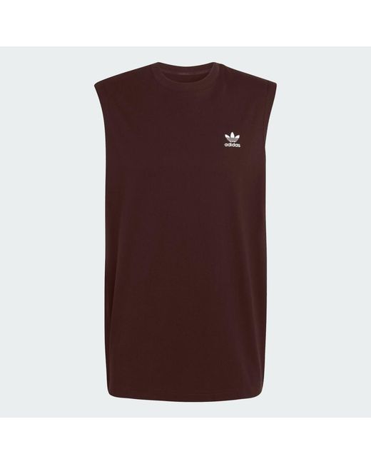 Adidas Brown Trefoil Essentials Sleeveless Tank Top for men