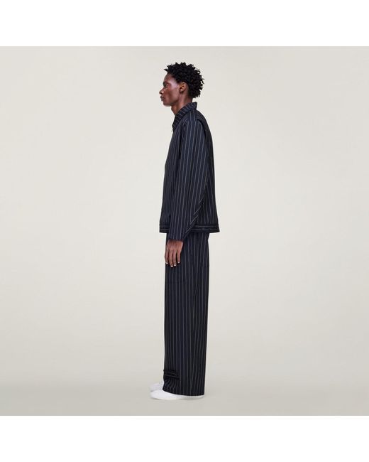 Adidas Blue Y-3 Pinstripe Refined Wool Wide Leg Tracksuit Bottoms for men