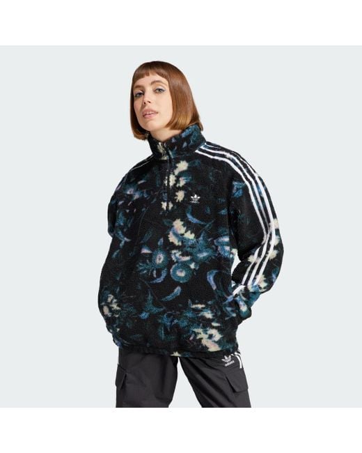Adidas Multicolor Allover Print Flower Fleece Jacket
