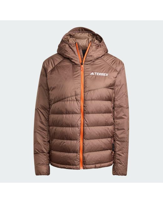 Adidas Brown Terrex Xperior Climawarm+ Down Hooded Jacket
