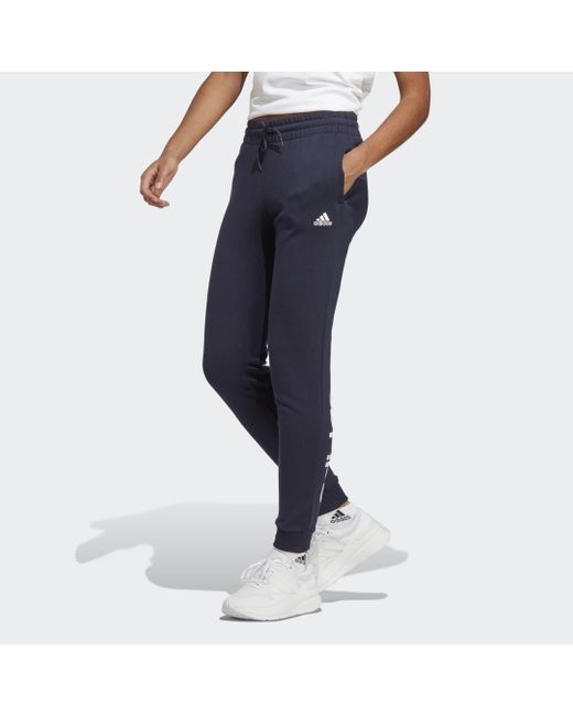 Adidas Essentials Linear French Terry Cuffed Broek in het Blue