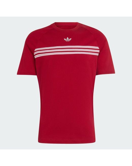 Adidas Red Chest Stripes T-Shirt for men