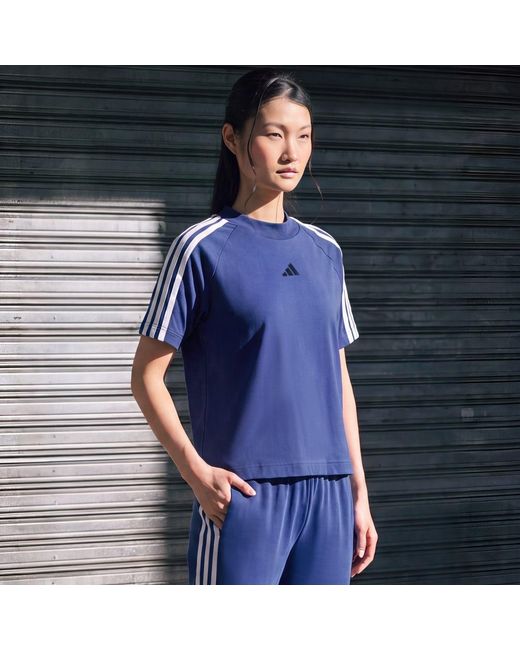 Adidas Blue Kit 3-Stripes T-Shirt