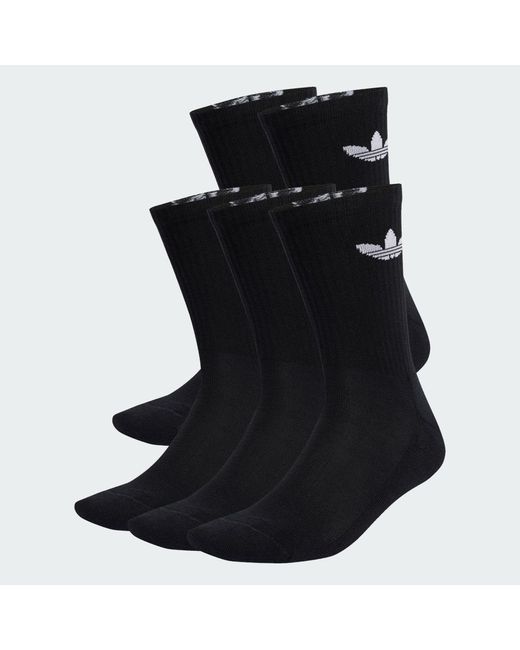 Adidas Black Trefoil Cushion Crew Socks 6 Pairs