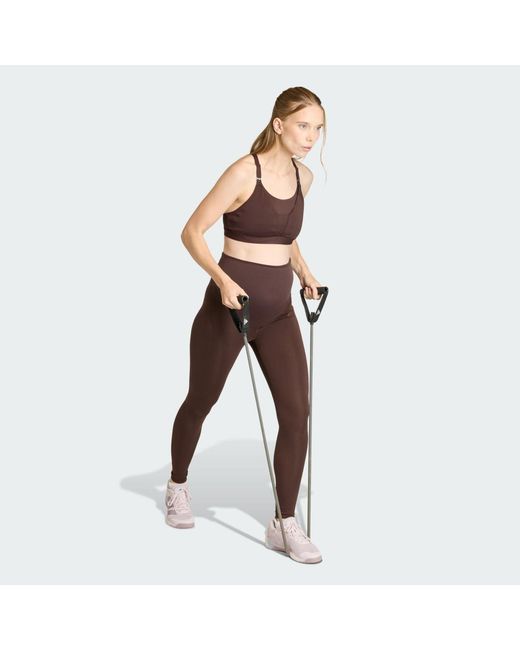 Adidas Brown Optime Essentials Workout Full Length Leggings Maternity