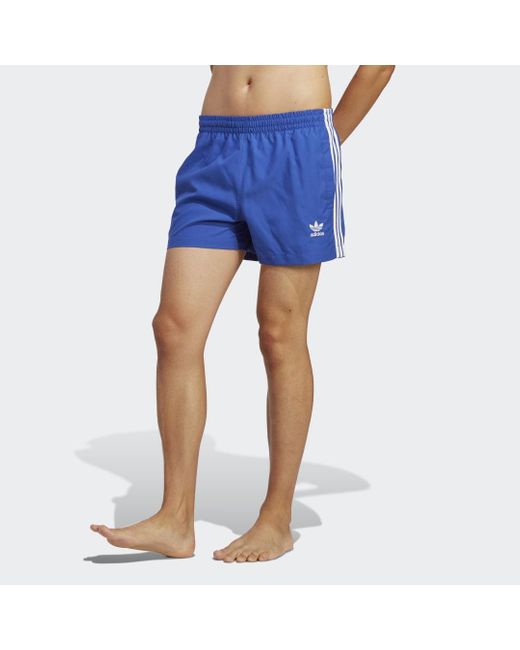 Adidas Blue Adicolor 3-Stripes Swim Shorts for men
