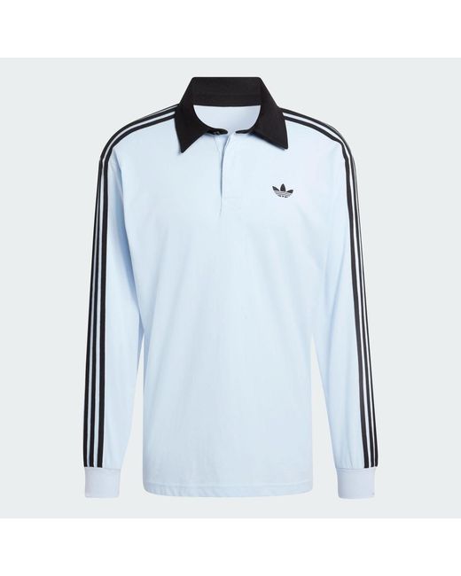 Adidas Blue 3-Stripes Rugby Longsleeve Polo for men