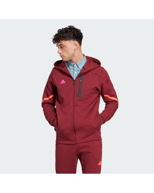 Adidas Red Designed For Gameday Full-Zip Hoodie for men