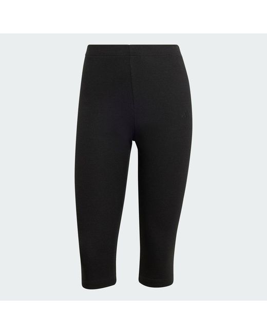 Adidas Black Seasonal Essentials Rib Capri Leggings