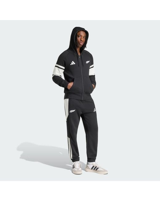 Adidas Black New Zealand Rugby Leisurewear Full Zip Hoodie for men