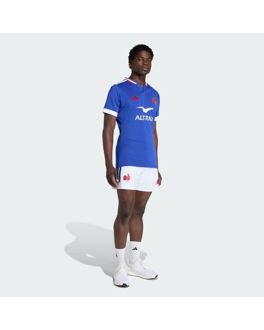 Adidas White France Rugby Replica Playing Short for men