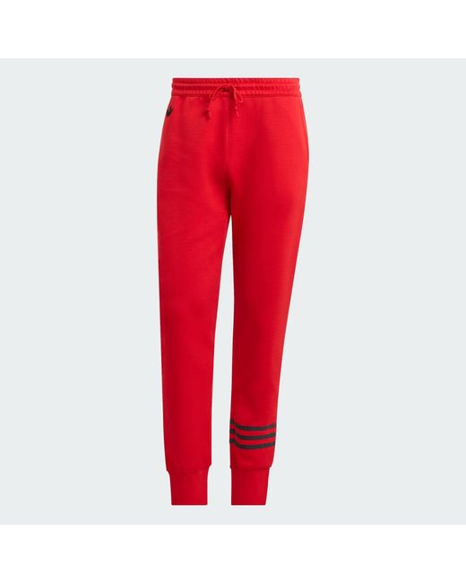 Adidas Red Street Neuclassics Cuffed Sweat Tracksuit Bottoms for men